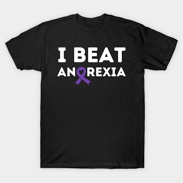 I Beat Survived Anorexia Survivor Purple Ribbon Awareness T-Shirt by zofry's life